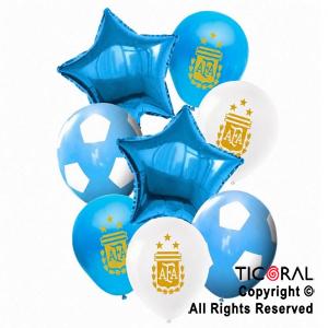 SET DE GLOBOS METALIZADO ESCUDO AFA X 8 UNIDADES